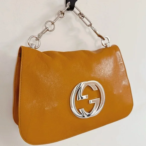 Gucci Tom Ford Blondie RARE Orange GG Logo Monogram Medium Satchel Flap Bag - Picture 3 of 11